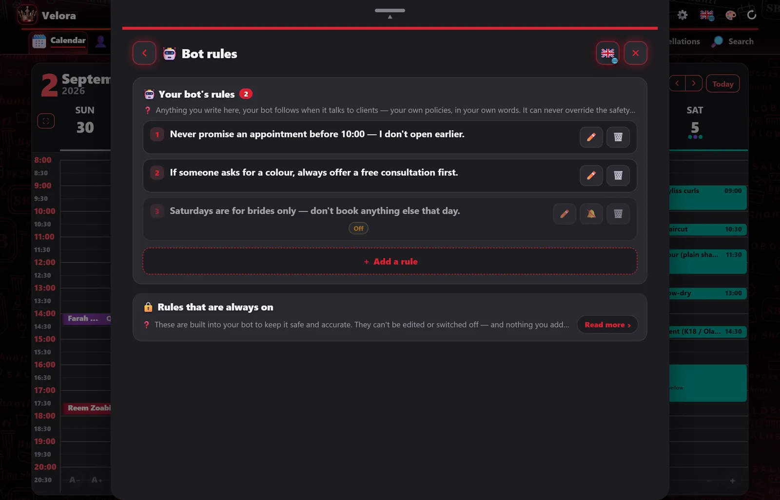 Bot rules