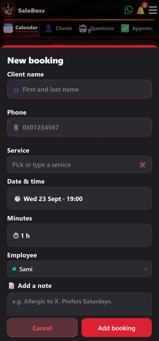 A new booking