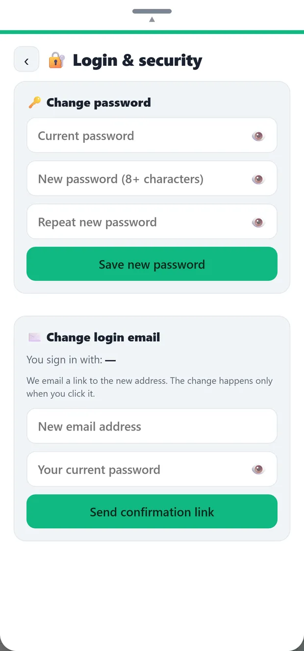 Login & security