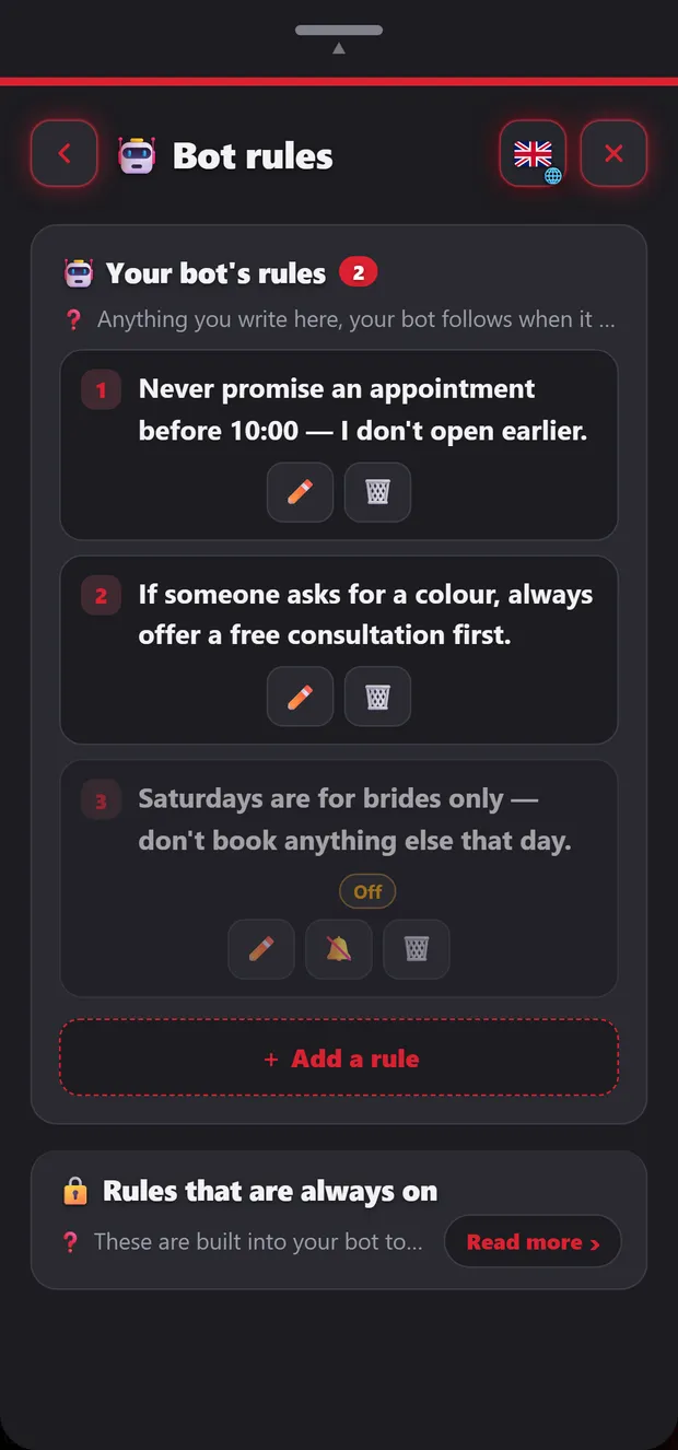 Bot rules