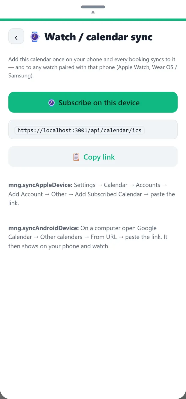 Watch / calendar sync